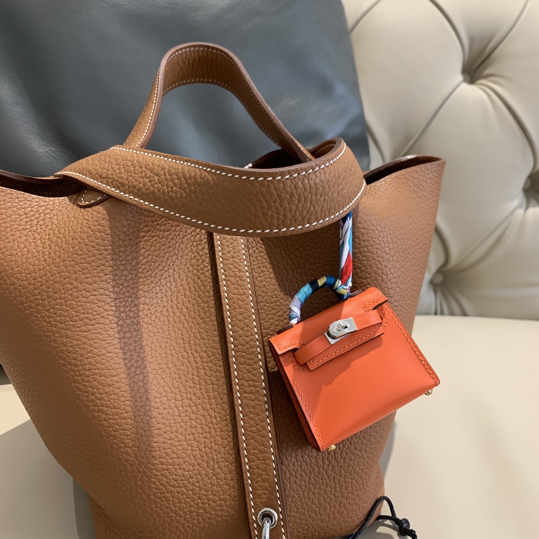 에르메스 피코탄 락18 골드브라운 은장 끌레망스 가죽